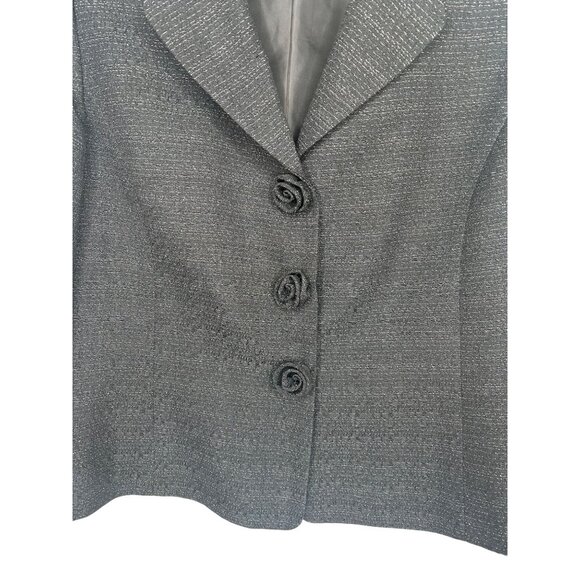 Kasper Womens Time to Shine Black/White Sparkle Suit Set Size 14P - Picture 10 of 16